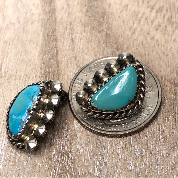 Vintage clip on Sterling Silve &turquoise earrings - Picture 8 of 8